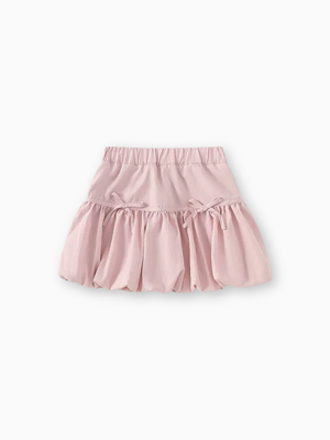 Girl Bow Accents Pink Bubble Skirt