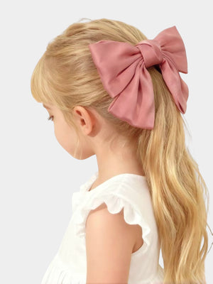 Girl Soft Pink Satin Hair Bow Hairpin