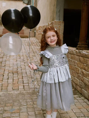 Girl Sequin Ruffle Dress with Sweater Set