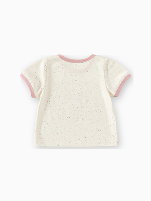 Girl Bunny Graphic Pink Contrast Trim T-Shirt