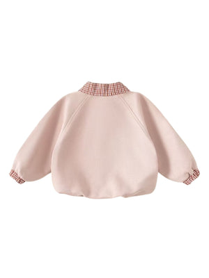 Girl Pink Gingham Collar Jacket