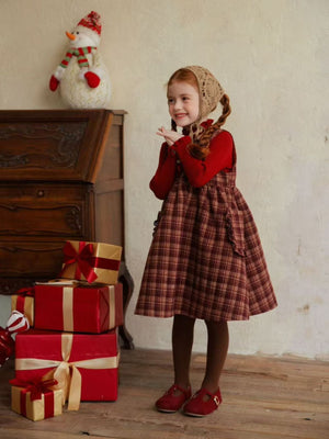 Girl Plaid Dress and Red Sweater Set