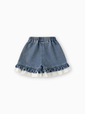 Girl Lace Ruffled Denim Shorts