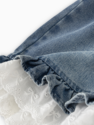 Girl Lace Ruffled Denim Shorts
