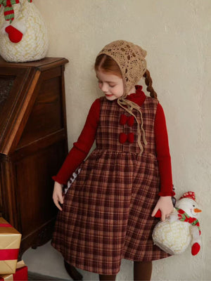 Girl Plaid Dress and Red Sweater Set