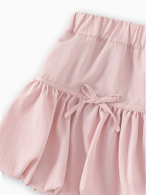 Girl Bow Accents Pink Bubble Skirt