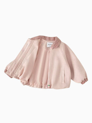 Girl Pink Gingham Collar Jacket