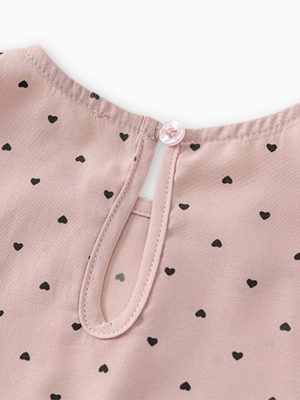 Girl Lace Ruffle Heart Print Set