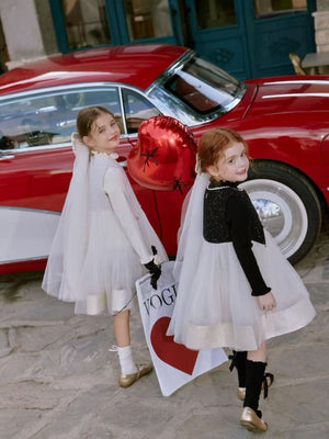 Girl Tulle Sequin Dress with Sweater Set