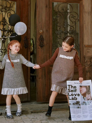Girl Sequin Bow Dress with Sweater Set