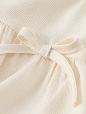 Girl Bow Accents Cream Bubble Skirt