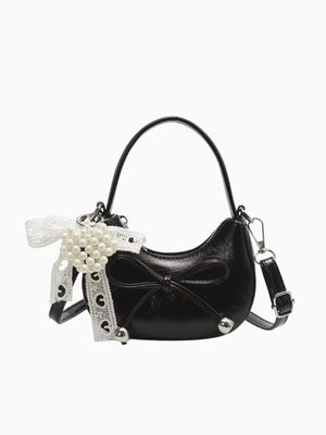 Girl Bow Charm Lace & Pearl Bag