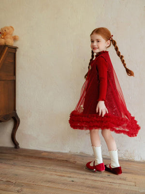 Girl Sequin Bow Party Dress with Sweater Set