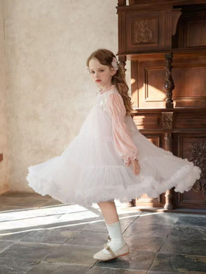 Girl Velvet Tulle Layered Dress
