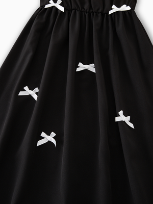 Girl Bow Accent Ruffle Off-Shoulder Dress