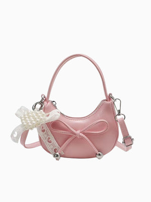 Girl Bow Charm Lace & Pearl Bag