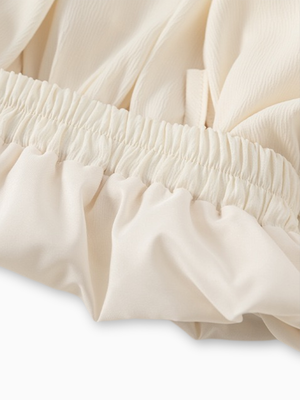 Girl Bow Accents Cream Bubble Skirt