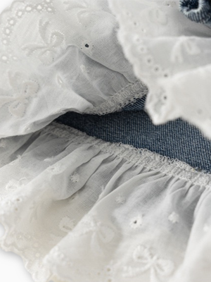 Girl Lace Ruffled Denim Shorts