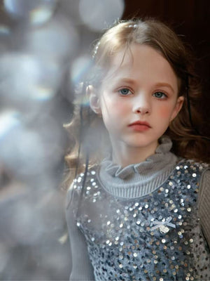 Girl Sequin Party Dress with Sweater Set