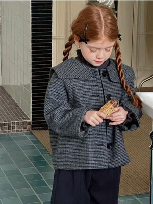 Girl Classic Houndstooth Wool Blend Jacket