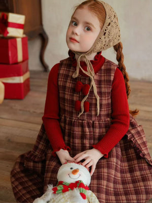Girl Plaid Dress and Red Sweater Set