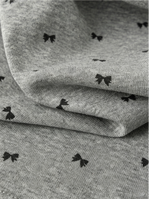 Girl Grey Bow Lace Appliqué and Pearls T-Shirt