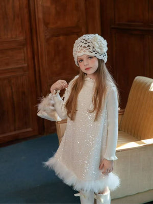 Girl Sequin Party Dress with Sweater Set
