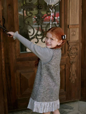 Girl Sequin Bow Dress with Sweater Set
