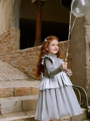 Girl Sequin Ruffle Dress with Sweater Set