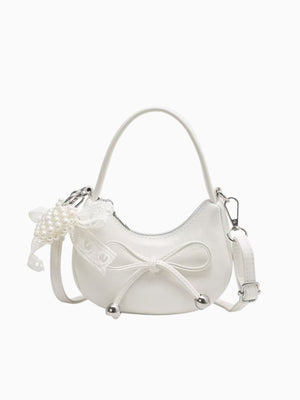 Girl Bow Charm Lace & Pearl Bag