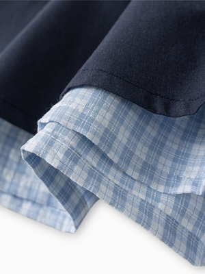 Girls Blue Gingham Bow College Style Set
