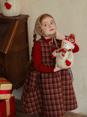 Girl Plaid Dress and Red Sweater Set
