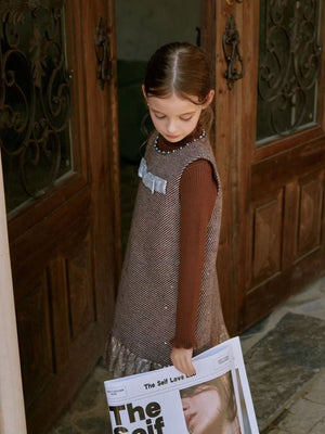 Girl Sequin Bow Dress with Sweater Set