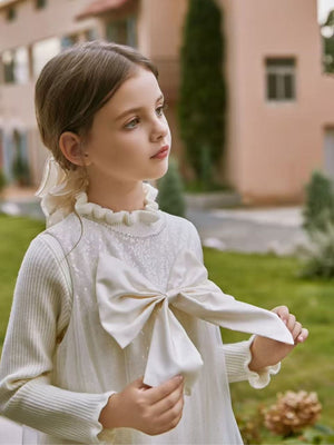 Girl Sequin Bow Dress with Sweater Set