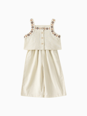 Girl Vintage-Inspired Embroidered Denim Set