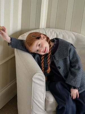 Girl Classic Houndstooth Wool Blend Jacket