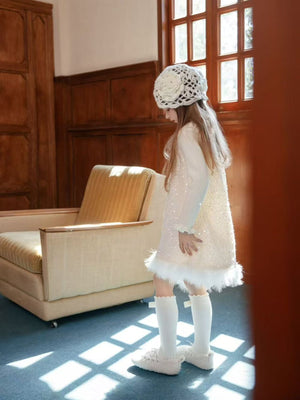 Girl Sequin Party Dress with Sweater Set