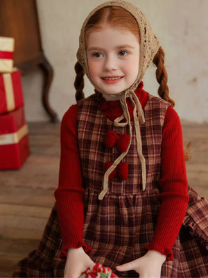 Girl Plaid Dress and Red Sweater Set