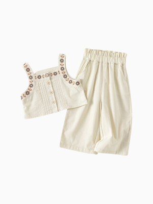 Girl Vintage-Inspired Embroidered Denim Set