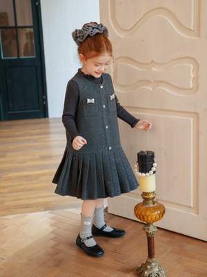 Girl Burgundy Knit Dress and Sweater Set