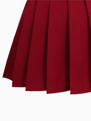 Girl Classic Pleated Red Skirt