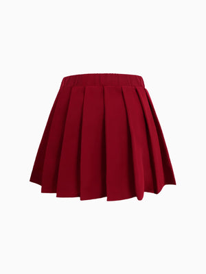 Girl Classic Pleated Red Skirt