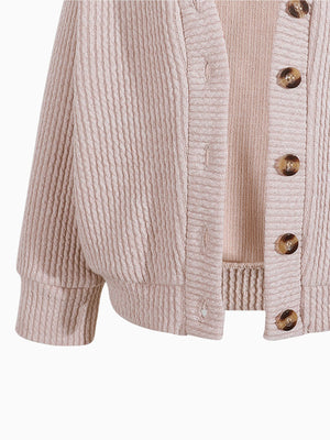 Girl Cozy Beige Knitted Cardigan