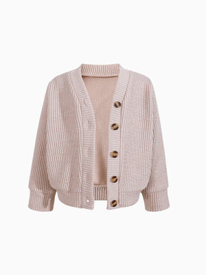 Girl Cozy Beige Knitted Cardigan