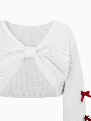 Girl Elegant Red Dress and White Ribbed Top Set